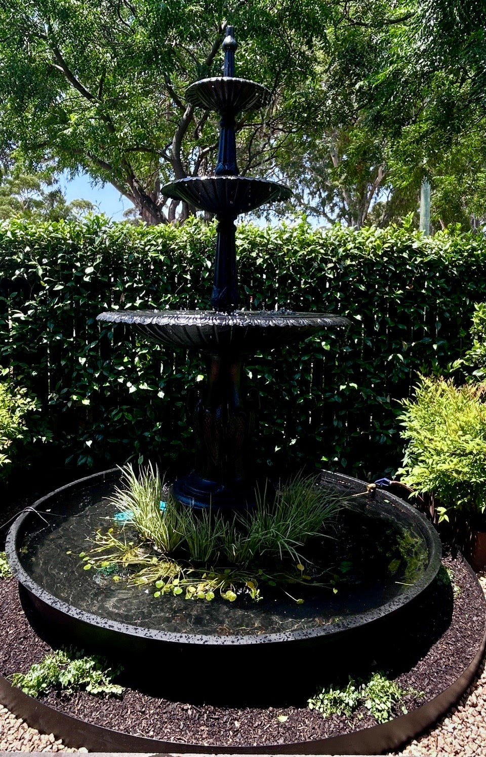 Three Tier Heron Fountain Water Feature w/ 1.8 Pond and Pump Black
