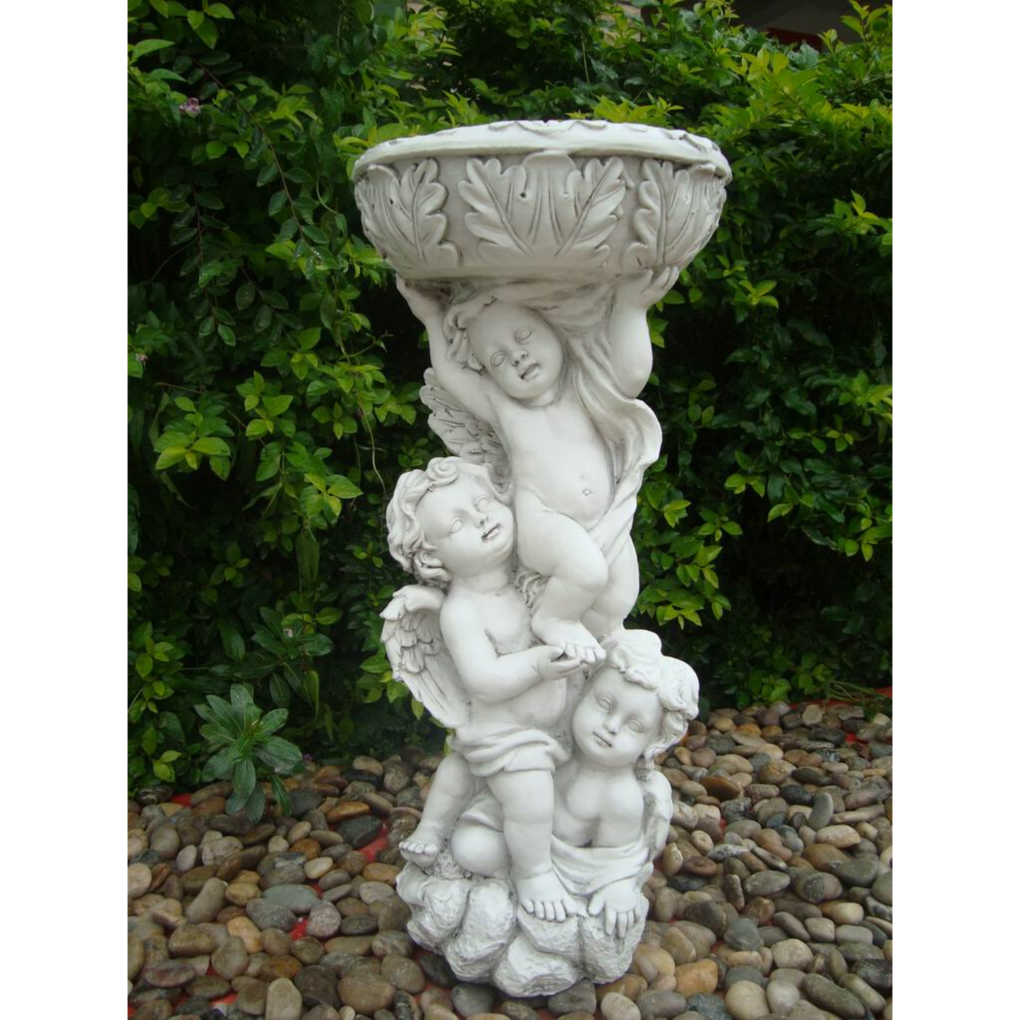Angel Flower Statue with Pot Bird Feeder Bath Bird Bath