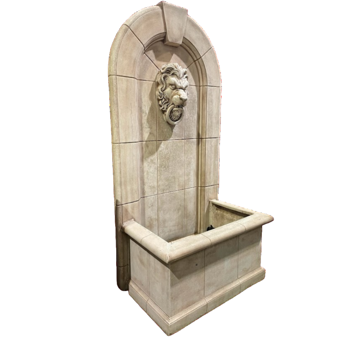 Sandstone Lion Wall Fountain Water Feature