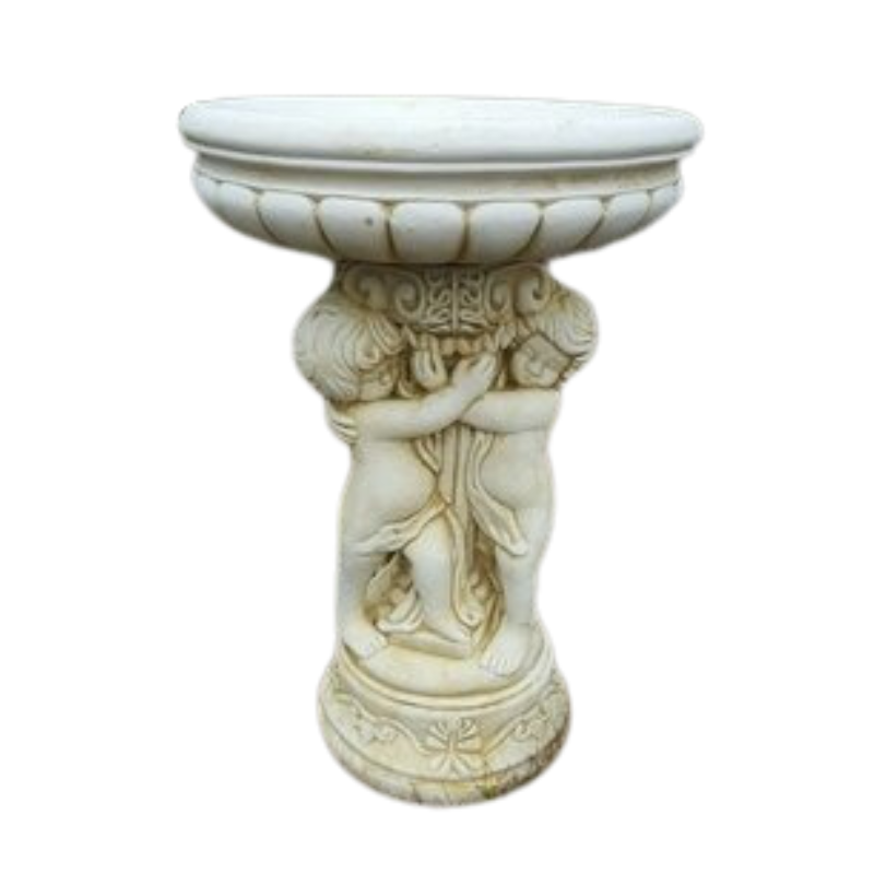 Small 3 Cherub Bird Bath (Shallow Round Lid) Bird Bath
