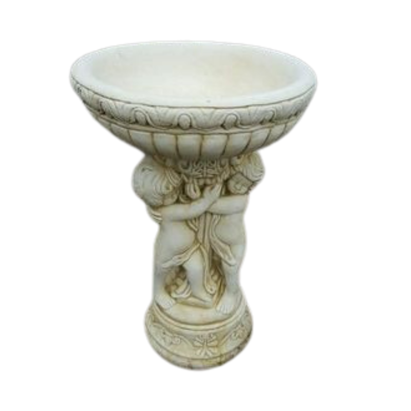 Small 3 Cherub Bird Bath (Deep Round Lid) Bird Bath