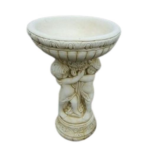 Small 3 Cherub Bird Bath (Deep Round Lid) Bird Bath  