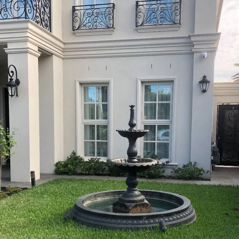 Two Tier Lisbon Fountain Water Feature w/Small Fiberglass Pond 158cm