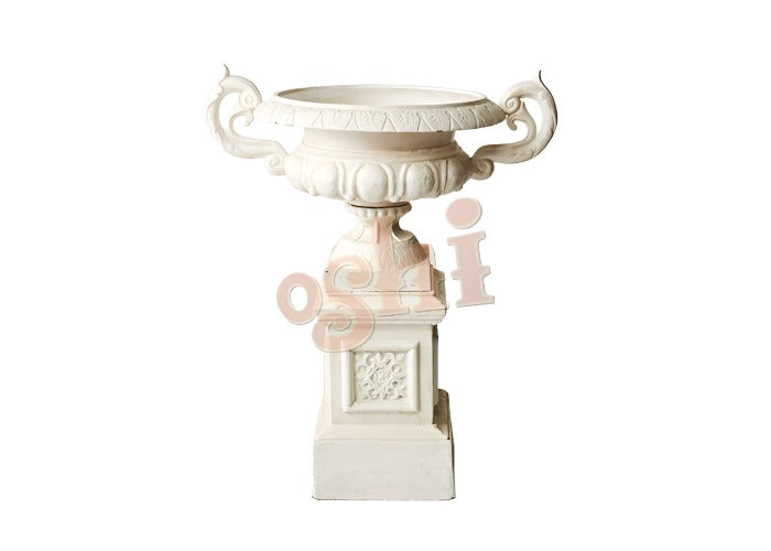Urn Campana w Base Urn and Pedestal White