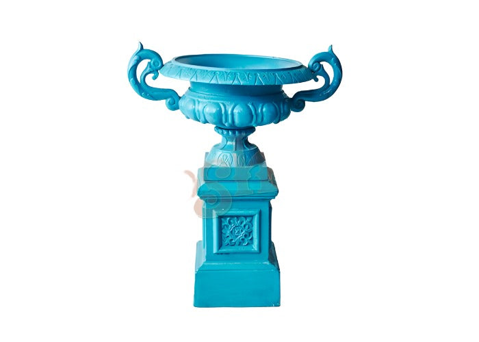 Urn Campana w Base Urn and Pedestal Teal