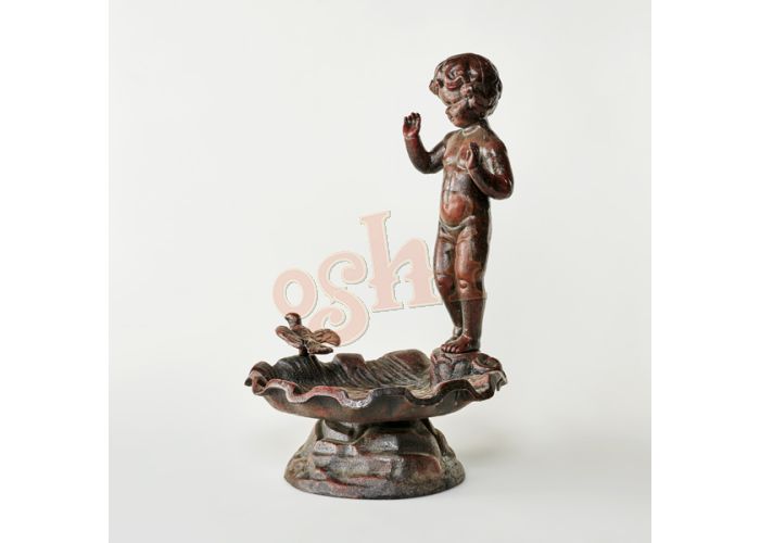 Bird Bath with Angel Rust Bird Bath