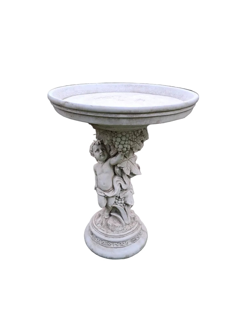 Medium Single Cherub Birdbath Bird Bath Grey