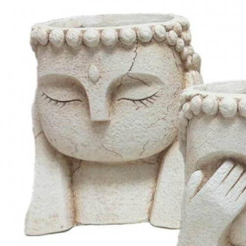 Buddha Head Planter Statue Hear no Evil 