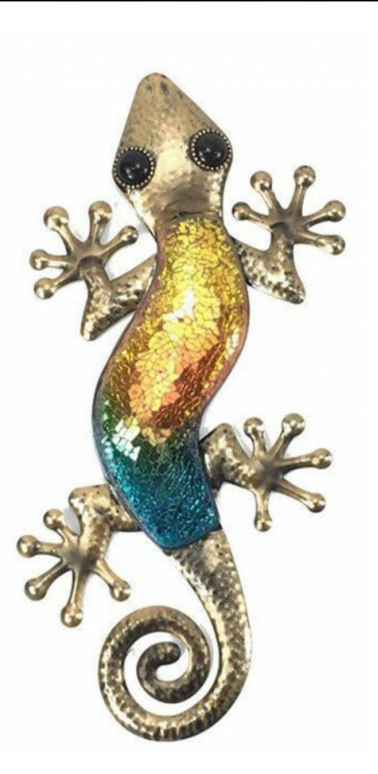 Reflective Metal Lizard Statue Yellow