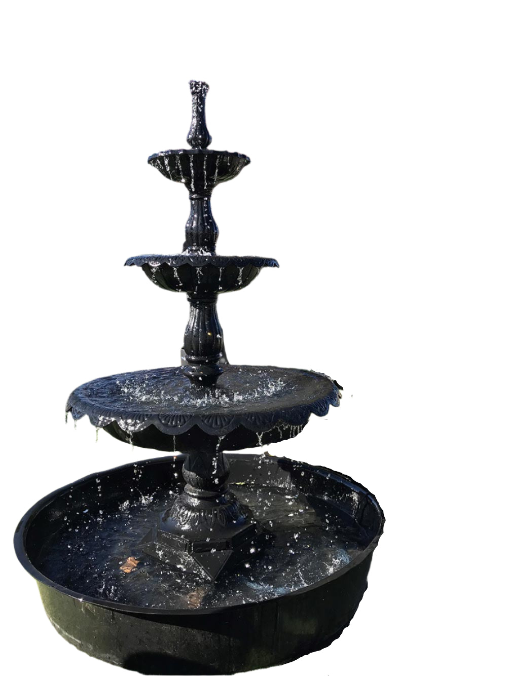 Three Tier Lisbon Fountain Water Feature w/ 1.8 Pond and Pump Black
