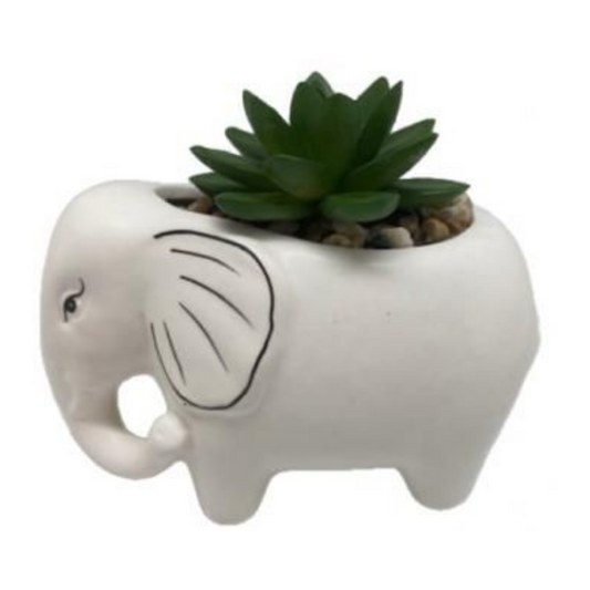 Eric the Elephant with Plant - Ceramic Statue Statue  