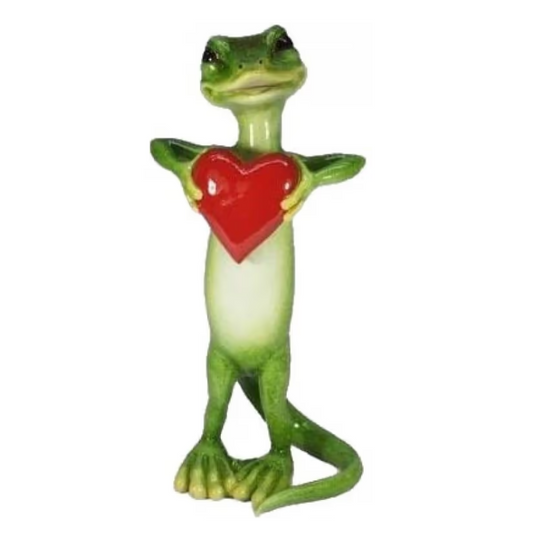 Large Gecko Holding Love Heart Statue Statue  