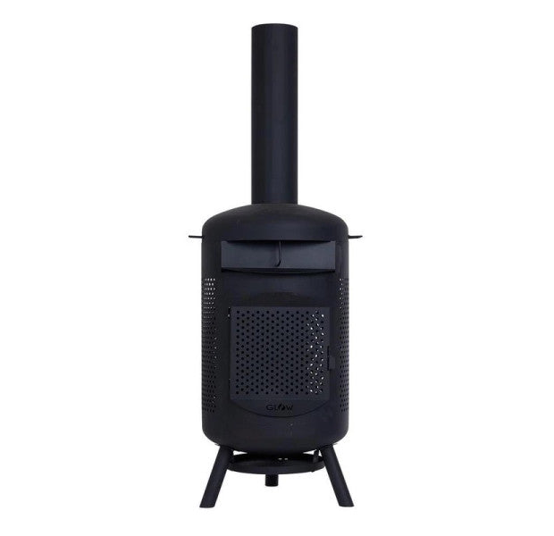 Glow Roma Chimenea with Pizza Cooking Oven in Black Fire Pit