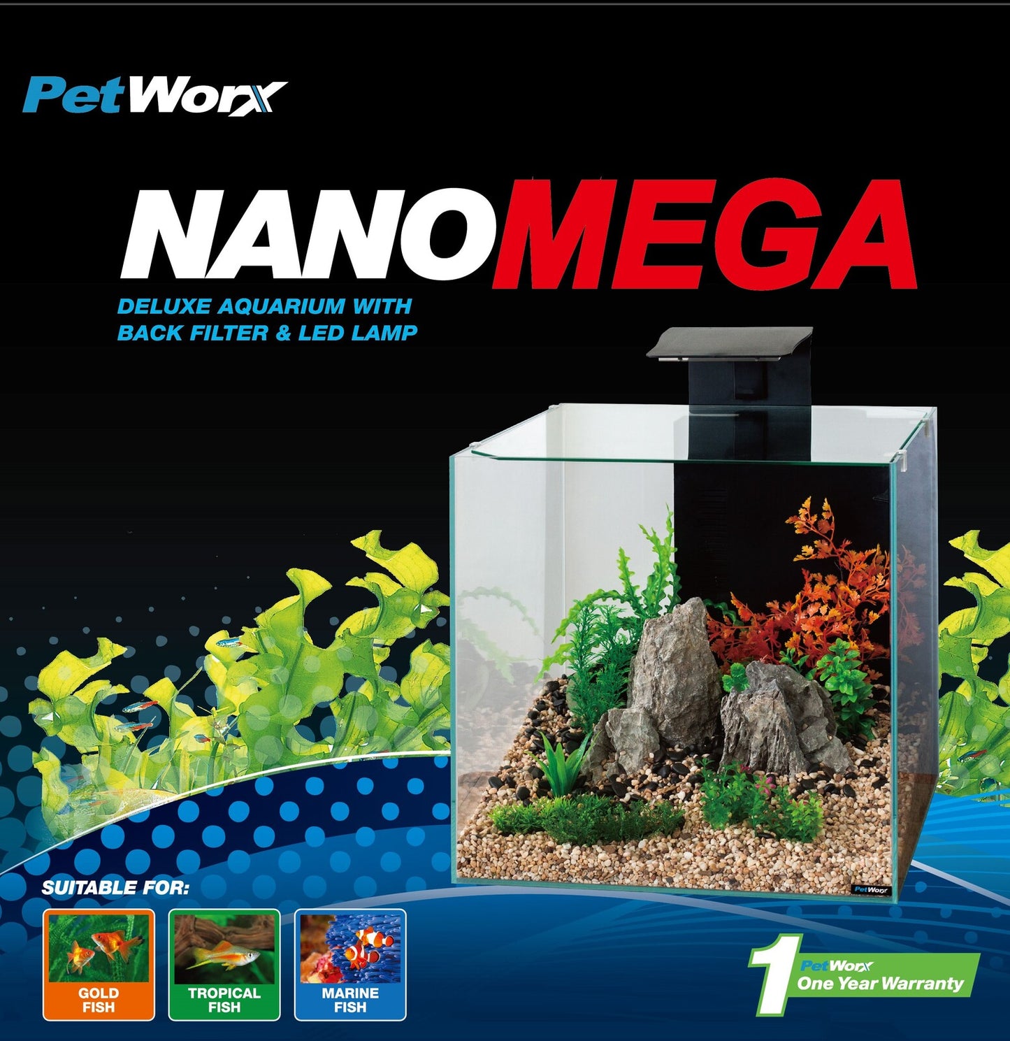 Pet Worx Nano Mega Aquarium 90Lt Aquarium & Fish Tank