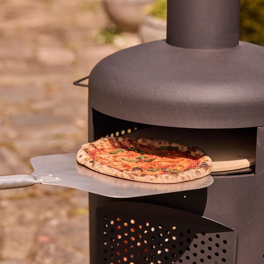 Glow Roma Chimenea with Pizza Cooking Oven in Black Fire Pit