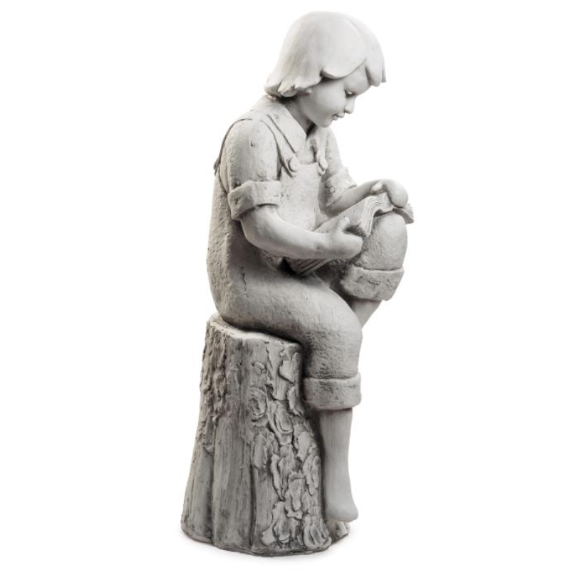 Boy on Stump Reading Statue