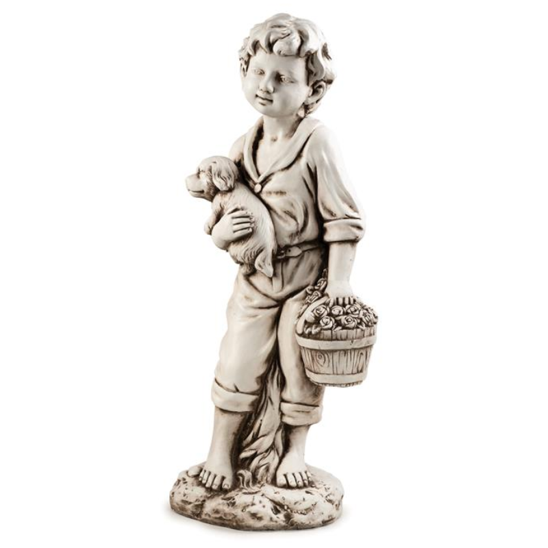 Boy with Dog - Large Statue