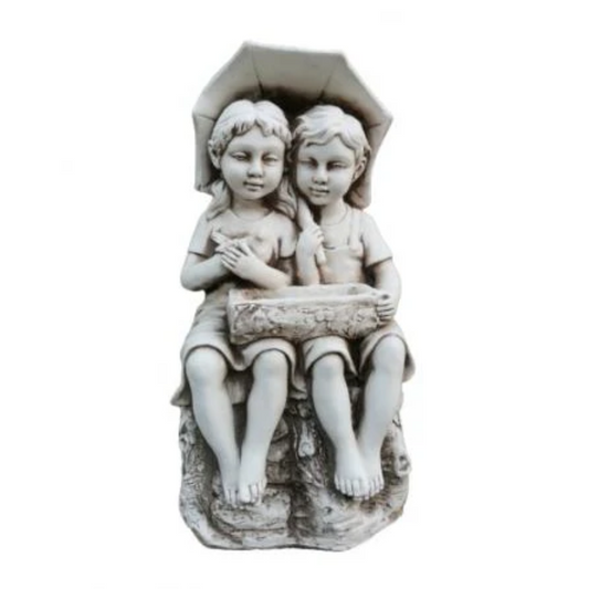 Couple with Umbrella Bird Feeder Statue Statue