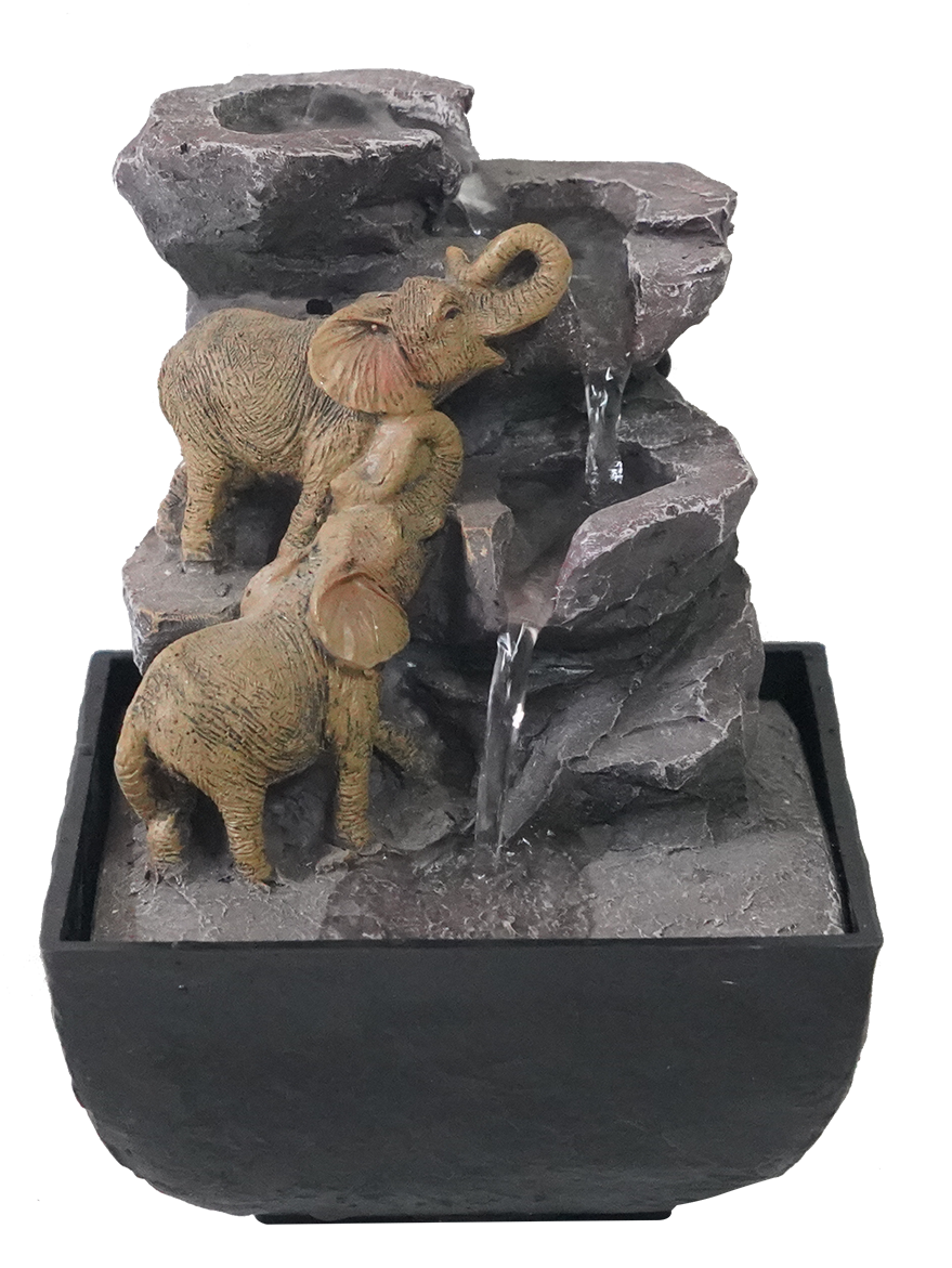 Stone Elephants Water Feature
