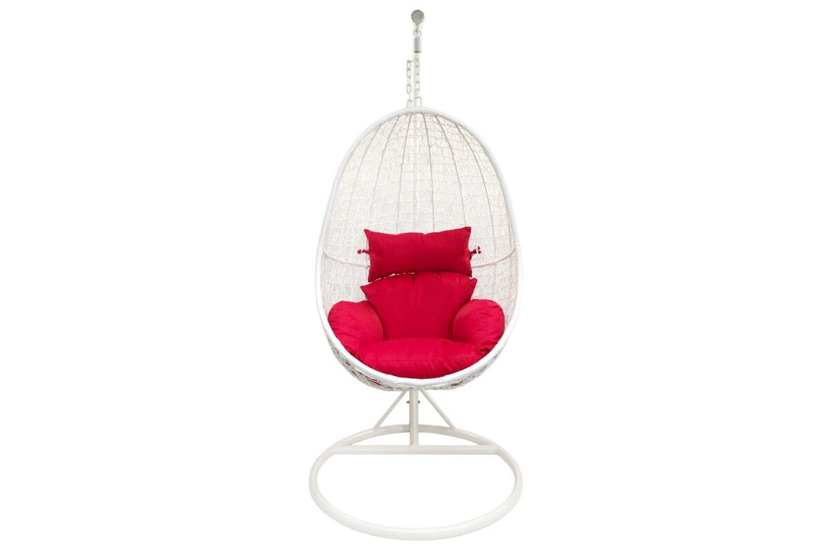 Egg Shape Egg Swing Chair White Basket with Cushion Decor