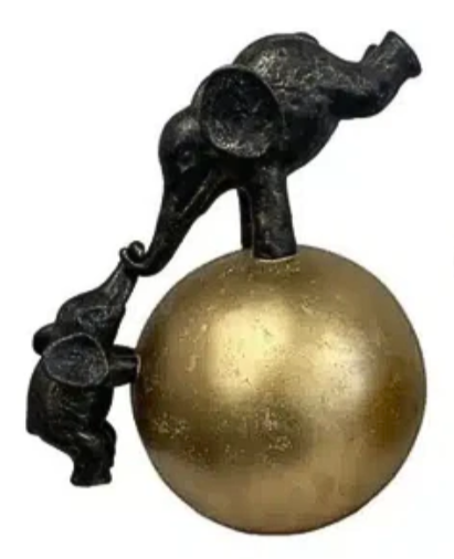 Gold Elephant Helping Hand Statue Statue Medium