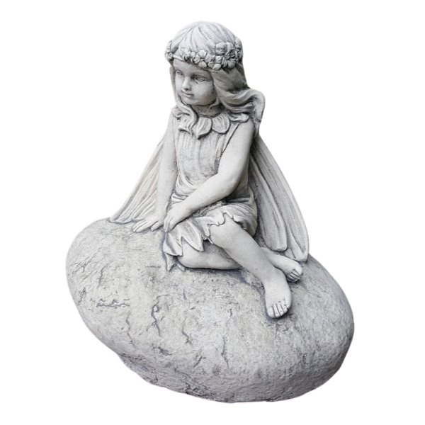 Fairy On Boulder Statue Statue