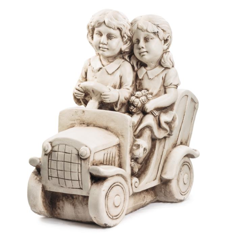 Boy & Girl Driving Statue