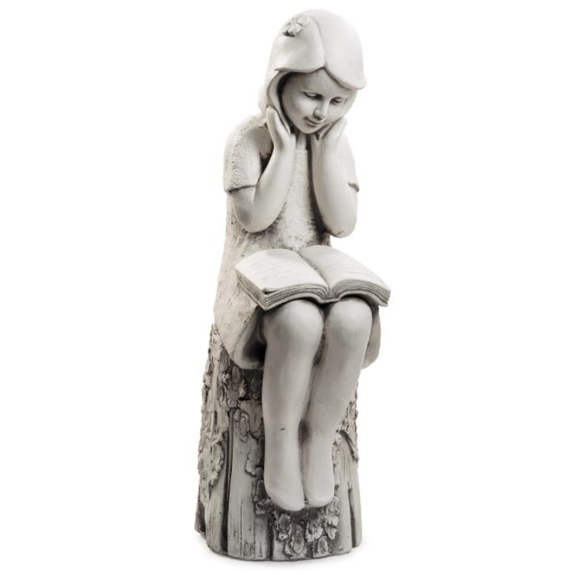 Girl on Stump Reading Statue