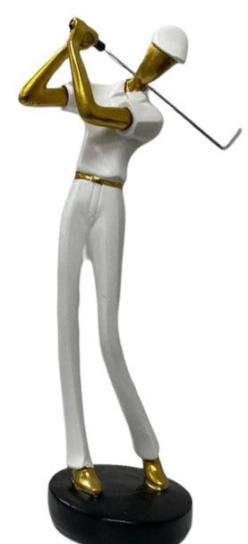 White Golfer Statues Statue Club on Shoulder Golfer