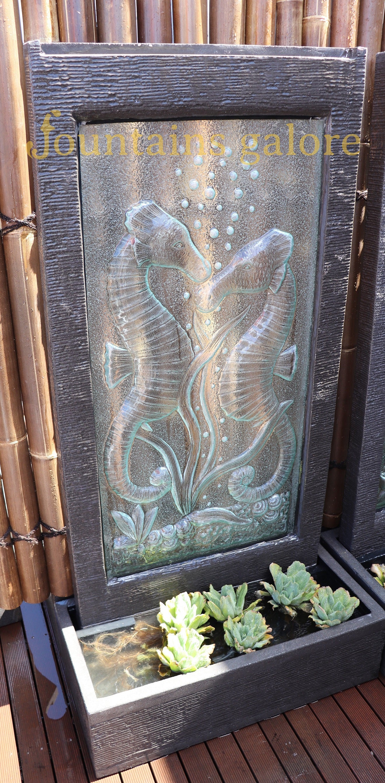 Seahorse Glass Wall Fountain Water Feature