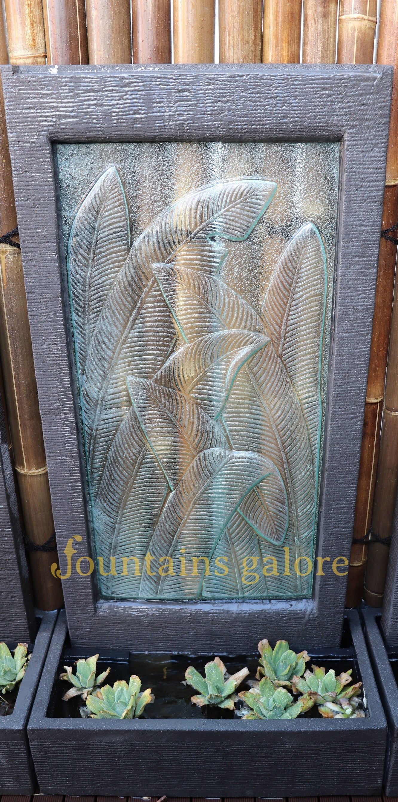 Banana Leaf Glass Wall Fountain Water Feature Galleria Imports