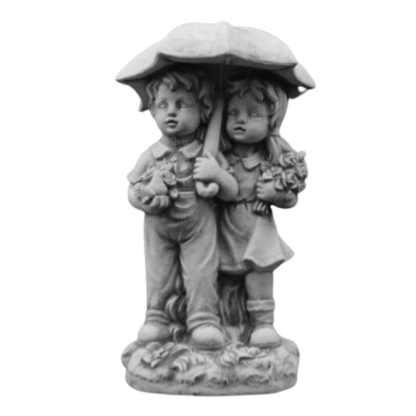 Mini Lovers Under Umbrella Statue Statue Concrete Grey