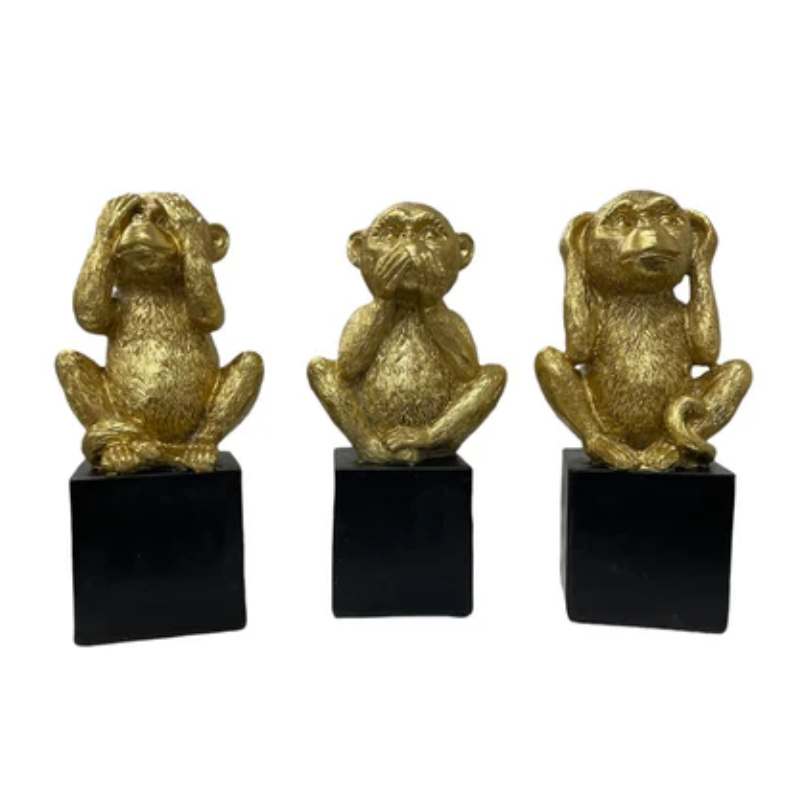 Gold Chimp on Box Statue Statue
