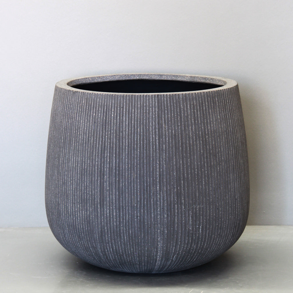 Rough Grey Vertical Stripe Sack Pot Pot Large