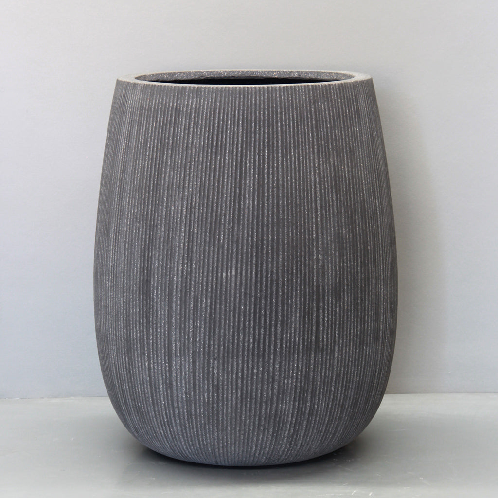 Rough Grey Vertical Stripe Tall Sack Pot Pot Large