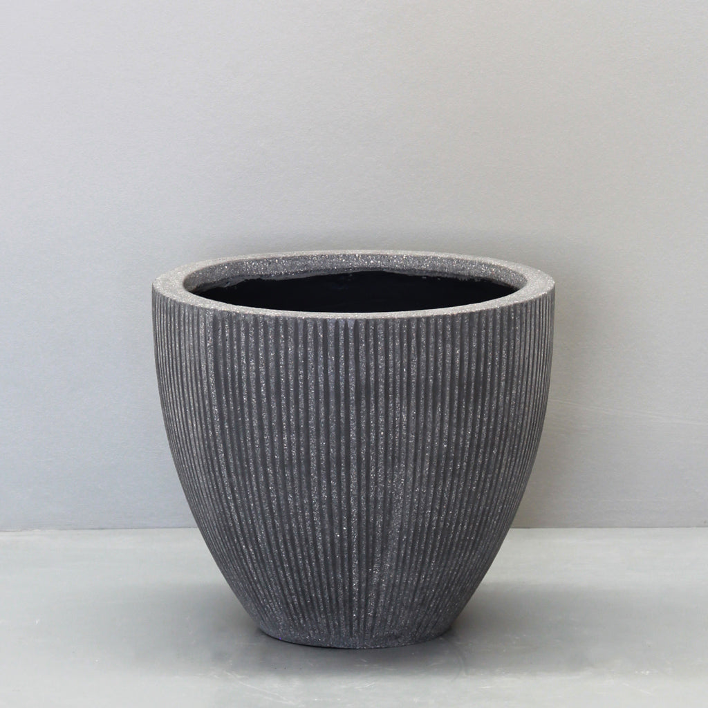 Rough Grey Vertical Stripe Egg Pot Pots & Planters Small