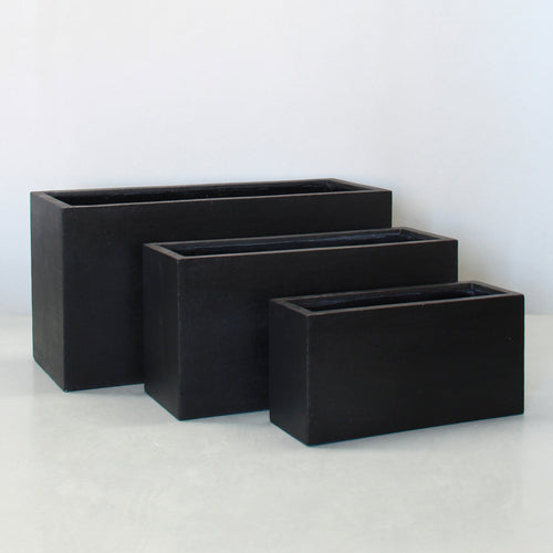 Black Stone Plain Trough Pots & Planters