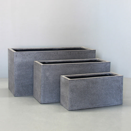 Rough Grey Plain Trough Pots & Planters