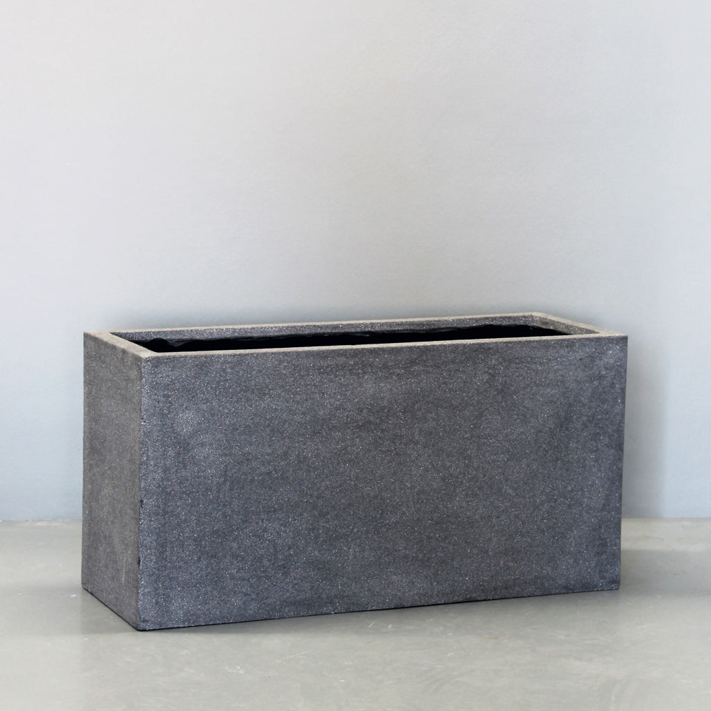 Rough Grey Plain Trough Pots & Planters Medium
