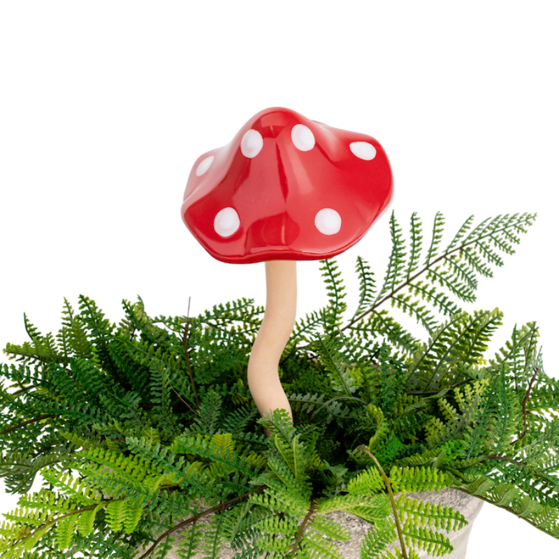 Large Red Ceramic Mushroom Statue  