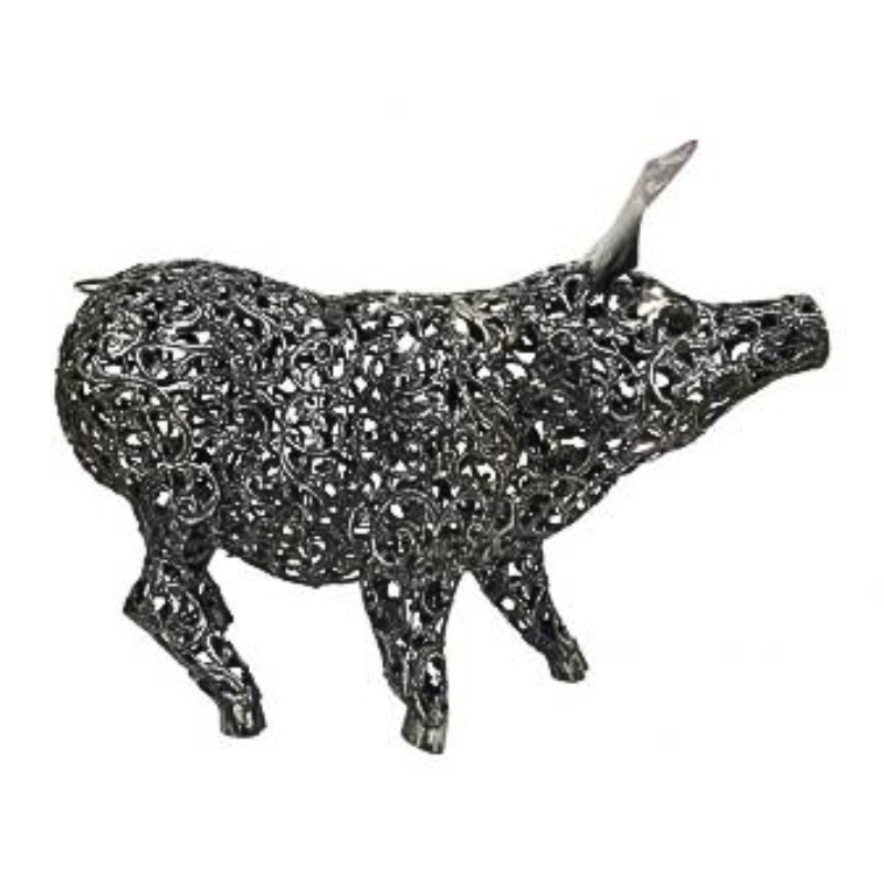 High Gloss Steel Pig Statue Statue