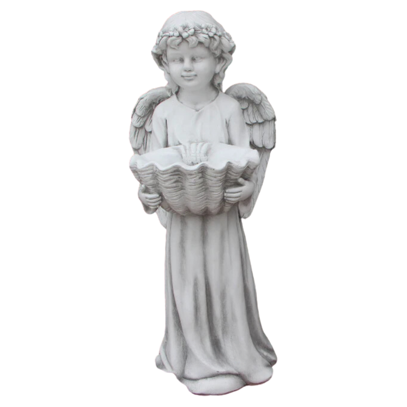 Angel Statue with Birdfeeder Shell Statue