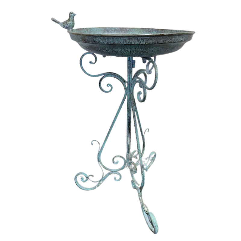 Green Bird Bath on Stand Bird Bath