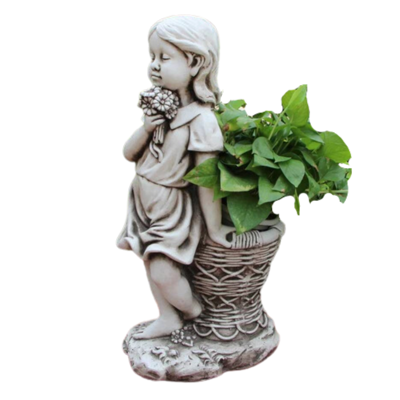 Flowerpot Girl Statue Statue