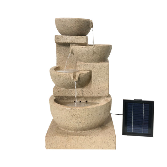 4 Tier Cascading Bowls Solar Fountain Water Feature  