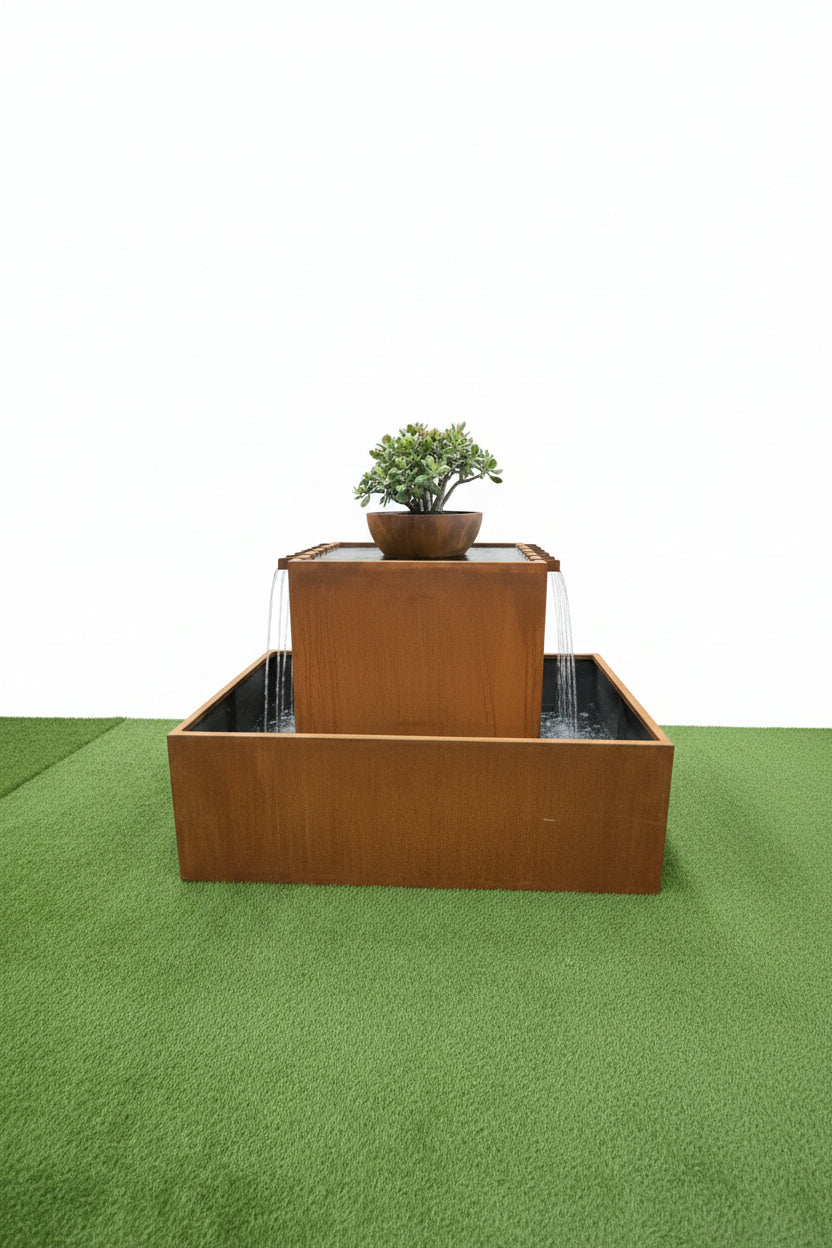 Contempo Square Fountain- New Product 2026 Water Feature Rust