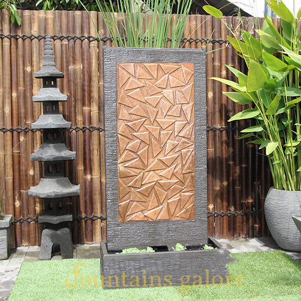 Abstract Copper Wall Fountain Water Feature  