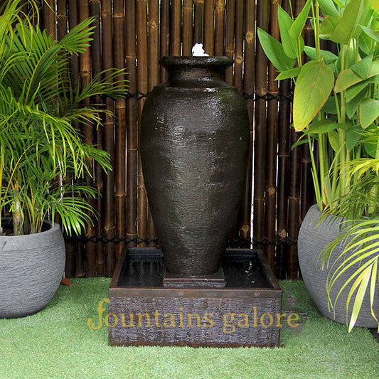 Amphora Fountain Water Feature Rust Standard