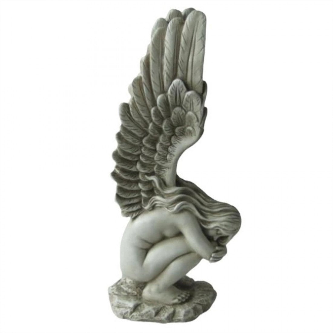Squatting Angel With Wings Statue