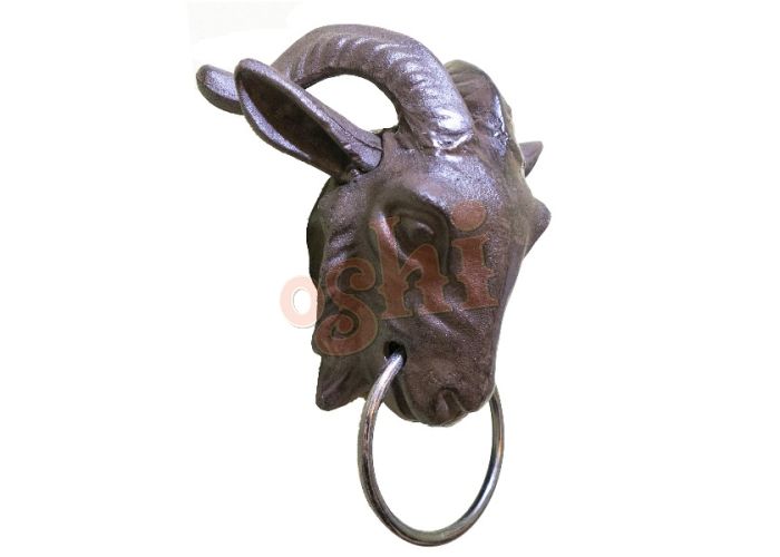 Goat Head with Ring Statue